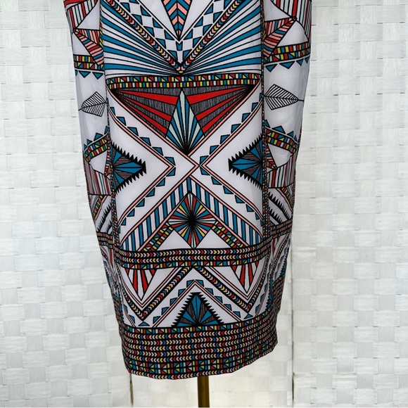 Gibson Latimer Geometric Tribal Caftan Midi Dress Boho Vacation Art to Wear Sz L - Picture 4 of 12